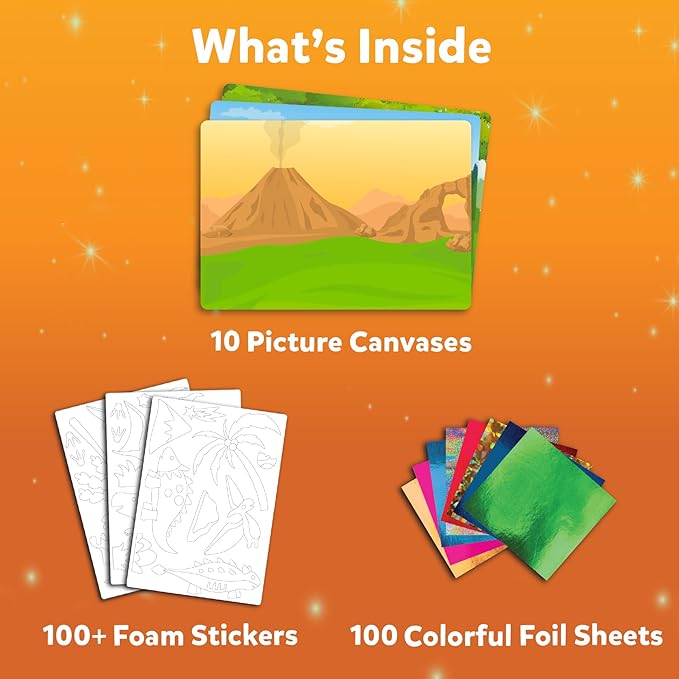 Skillmatics Foil Fun - Dinosaurs, No Mess Art for Kids, Craft Kits & Supplies, DIY Creative Activity, Travel Toys, Gifts for Boys & Girls Ages 4, 5, 6, 7, 8, 9