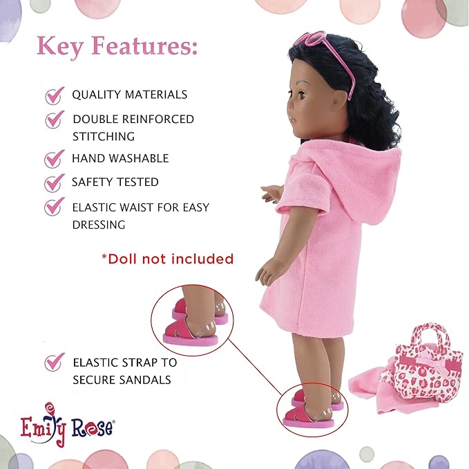 Emily Rose Doll Clothes | 6-Piece 18 Inch Doll Tankini Bathing Suit Swimsuit with Accessories | Compatible with 18" American Girl Dolls | Doll NOT Included