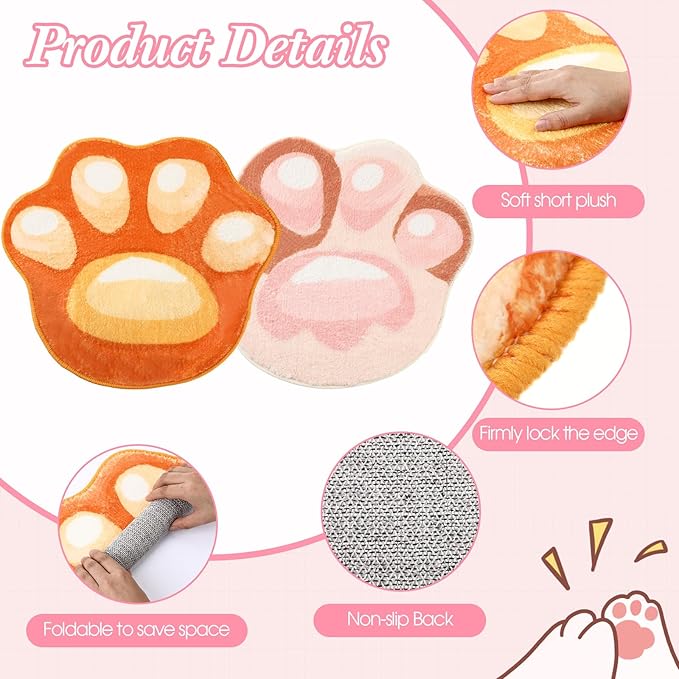 8 Pcs Classroom Carpet Kids Rug 15 x 15 Inch Back to School Supplies Round Non Slip Mat for Nursery Kindergarten Playroom Bedroom(Paw)