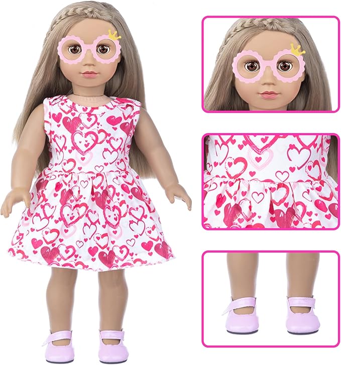 Doll Clothes and Accessories School Supplies Playset for 18 Inch Girl Doll with Doll Clothes,School Bags, Student Cards, Glasses, Pencils, calculators, Scissors, notebooks, etc