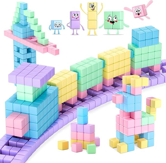 45PCS Magnetic Blocks Toddler Toys, Magnetic Building Blocks Magnet Toys for Kids Ages 1-3 3-5 4-8, Sensory Montessori Magnet Cubes Classroom Must Haves for Boys Girls Age 2-4