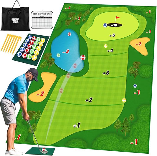 TOY Life Chipping Golf Game Mat Indoor Outdoor Games for Adults and Family Kids Outdoor Play Equipment Stick Chip Game Indoor Golf Set Backyard Games Outdoor Toys for Kids