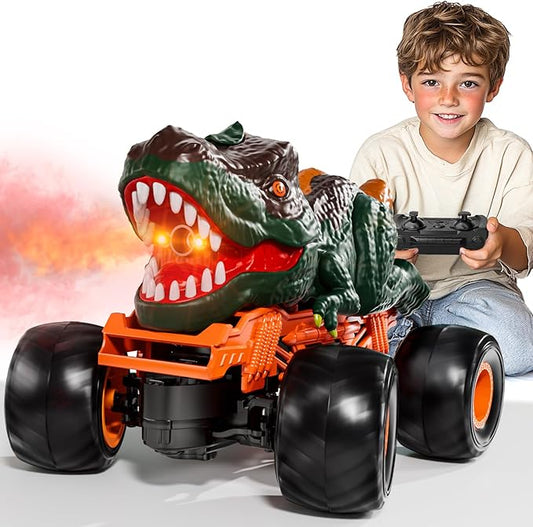 2.4GHz Remote Control Dinosaur Car Toys Gifts for 3-6 Year Old Kids, Remote Control Dinosaur Car Trucks Toys for Kids Boys 3-7 8-12