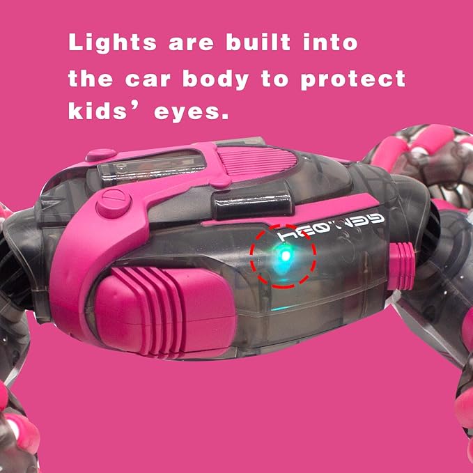 Remote Control Twist Car Gesture Sensing RC Stunt Cars 360°Rotation 4WD Toys Car for Kids Age 7-14 Year Old Transform Car with Lights Music for Boys Girls Birthday Xmas Gifts (Pink)