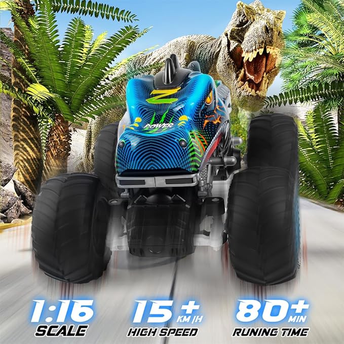 Remote Control Dinosaur Car, 2.4GHz All Terrain Remote Control Monster Truck, RC Dinosaur Monster Car, Spray Music Monster Truck RC Cars for Boys 4-7 8-12 and Girls