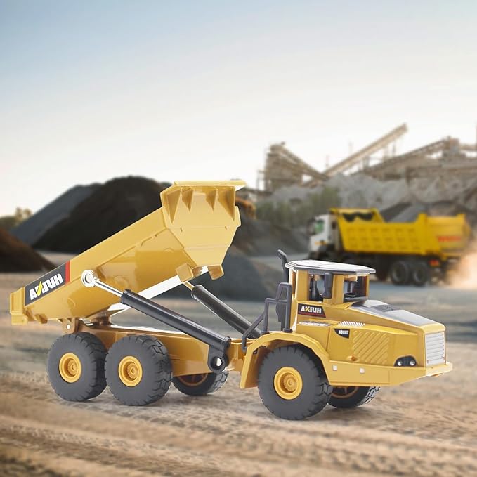 Dollox Die-cast Articulated Dump Truck - 1/50 Metal Construction Vehicle Model Toy Gift for Kids