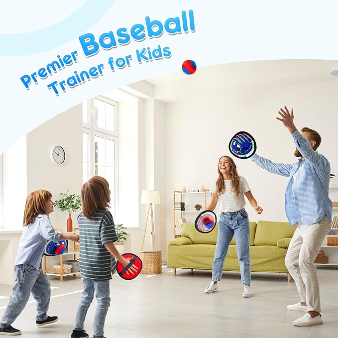 Toss and Catch Ball Set - Soft & Safe Toddler Baseball Gloves for Beginners - Kids Games Toys Indoor Outdoor - Great for Yard Beach Pool - Birthday Gift Boys Girls 2 3 4 5 6 7 8 9 10 Years