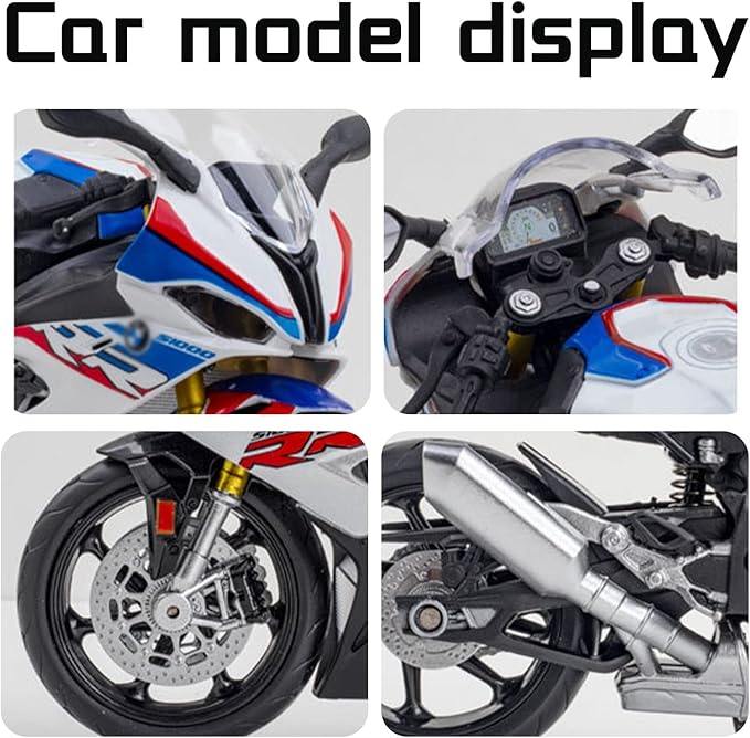 COOLPUR Die Cast Motorcycle Model for S1000RR, Realistic Motorcycle Model, 1:12 Scale Kids Moto Toy or Collection, Boyfriend,Young Peoples Gift(Blue)