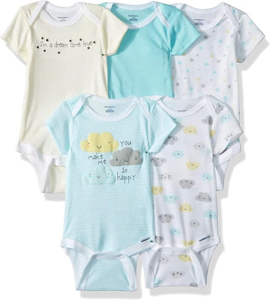 Gerber Baby Girls' 5-Pack Short Sleeve Variety Onesies Bodysuits