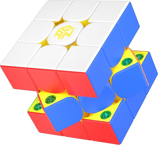 GAN 356 M E Golden, Magnetic Speed Cube 3x3 Stickerless Magic Cube, 48 Magnets GES Pro+ Customized 12 Tension Setting Puzzle Toys for Children Kids Adult, Gan 356M Upgraded Version