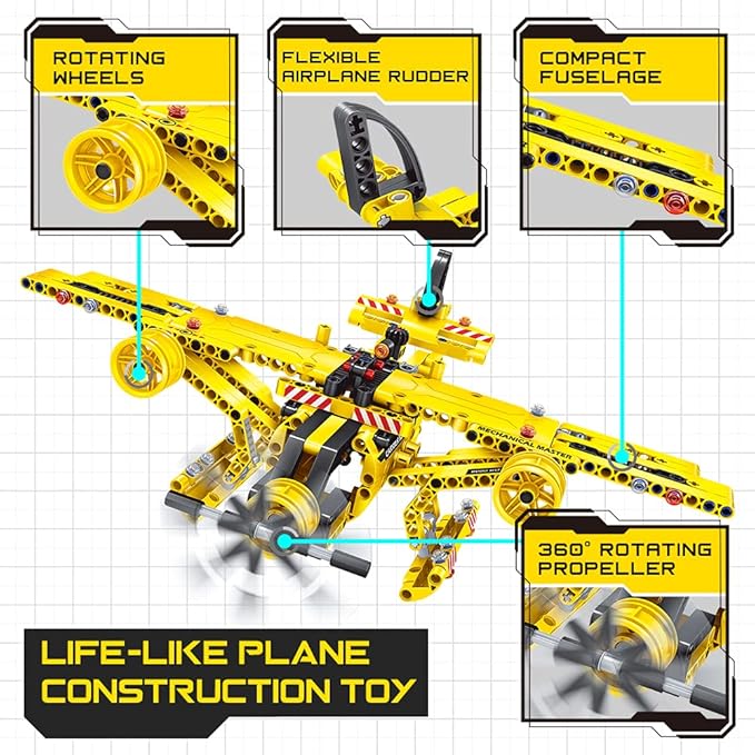 STEM / Building Toy for Ages 5, 6, 7, 8, 9, 10, 11, 12 Years Old Kid, Boy, Girl - 2-in-1 Truck Airplane Take Apart Toy, 361 Pcs DIY Building Kit, Learning Engineering Construction Toy, Ideal Gift