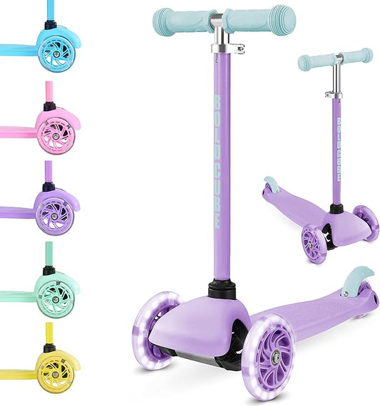 Teeny | 3 Wheel Scooter for Kids & Toddlers Ages 2-6 Years | Flashing Wheels | Height Adjustable 53 to 70 cm | My First Scooter