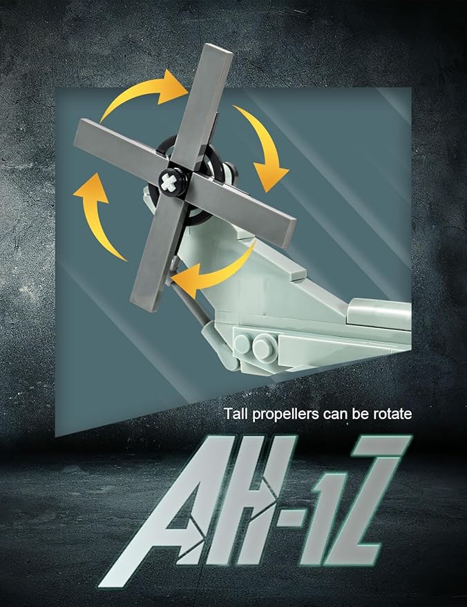 SEMKY Military Series AH-1Z Helicopter Little Birds Air Force Building Block Set (597 Pieces) -Building and Military Toys Gifts for Kid and Adult