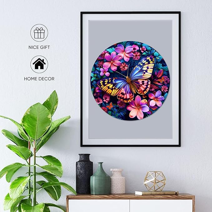 Colorful Butterfly 500 Pieces Wooden Jigsaw Puzzles for Adults with Unique Irregular Shape Fun Challenging Puzzles for Kids and Couples on Birthday,Children's Day,Christmas,16.7"x16.7"