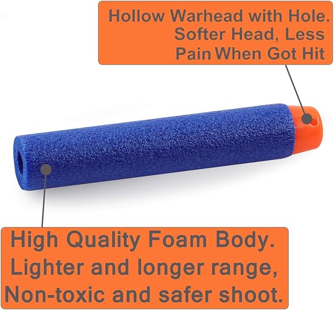 POKONBOY 1200 Pack Refill Darts Compatible with Nerf Guns, Refill Bullet Darts Foam Darts Compatible with Nerf Guns N-Strike Elite Series Blaster Toy Guns Kids(Storage Bag Included)