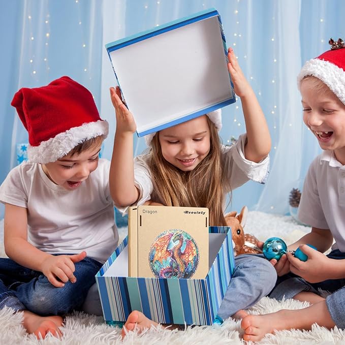 Wooden Puzzles for Adults, Winged Dinosaur Puzzle Color Challenge Jigsaw Puzzles 300 Piece Royal,12x12.6 in Thickened Unique Shapes Family Reunion Puzzle, Best Gift for Adults and Kids, Family Game