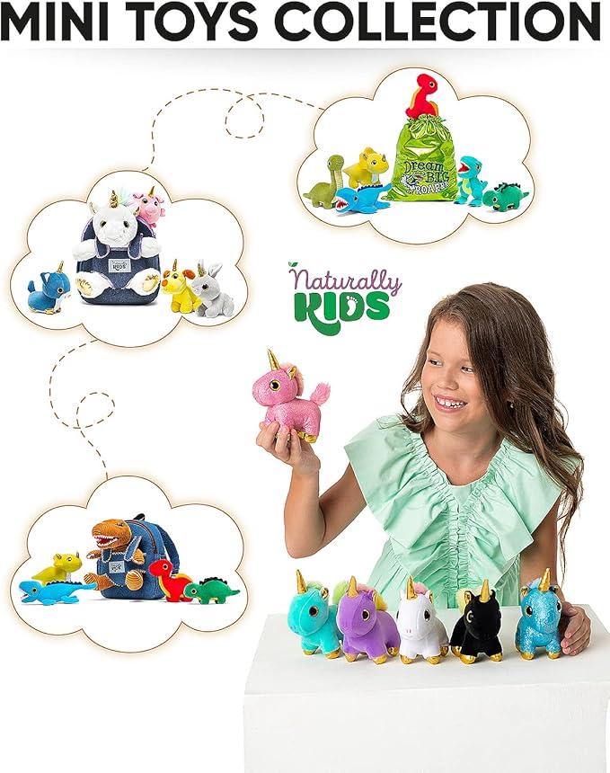 Naturally KIDS Stuffed Animal, Toddler Gifts for Boys, Girls, Plush Unicorn Toys Set 6