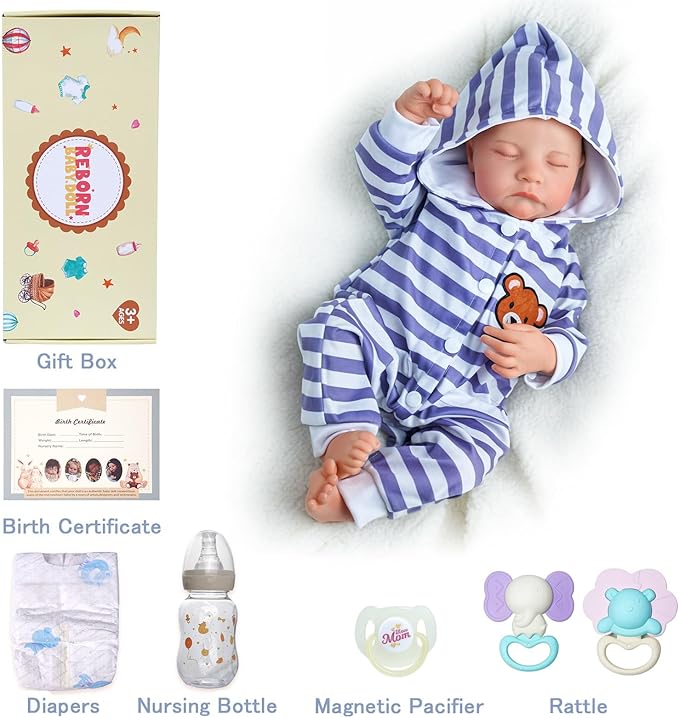 ADFO Realistic Reborn Baby Dolls Boy - 20 Inches Lifelike Baby Doll with Full Body Vinyl, Sleeping Newborn Baby Dolls Gift Toy for Kids Age 3 +