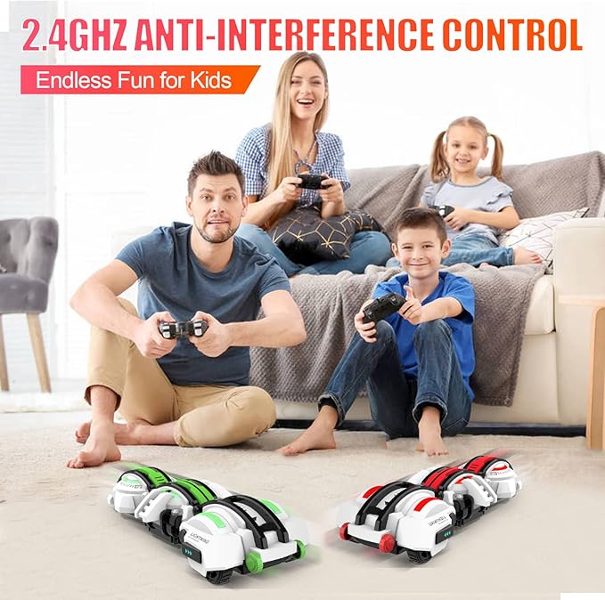 BAZADER RC Car with LED Lights - Remote Control Car Snakes 360° Roll Toy, Birthday for Kids Age 7 8 9 10 11+ Year Old, 2 Batteries 60+min, Indoor/Outdoor Toy for 6-12 yr Teen Boys