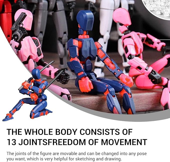 T13 Action Figure Set 5 Pack, Titan 13 Action Figure, Dummy 13 Action Figures, Nova 13 Robot Toy, 3D Printed Lucky T 13 Toy for 6-12 Years Old Kids, Grandson Birthday for Boys