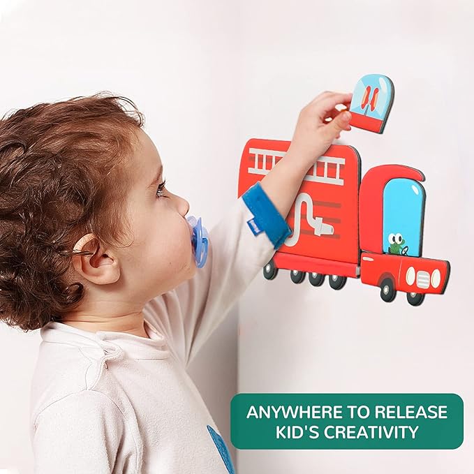 Toi Kids Magnet Toys Magnetic Jigsaw Puzzle Boxes with Game Board for Kids Ages 3-8, Portable Travel Game, Transport