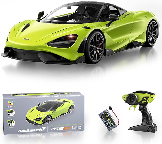 MIEBELY Remote Control Car, McLaren Rc Cars Officially Licensed 1/12 Scale 7.4V 900mAh Toy Car with 12km/h Fast Model Car Headlight for Adults Kids Boys Age 6-12 Year Birthday Ideas Gift Green