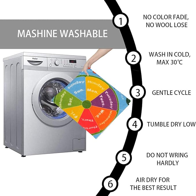 HEBE Kids Play Rug 4ft ABC Alphabet Numbers Shapes Educational Kid Area Rug Washable Baby Crawling Mat Non Slip Kid Play Mat Carpet for Girl Boy Bedroom Playroom