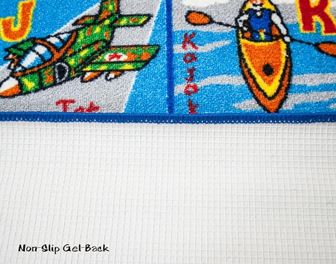 Mybecca Educational Kids Rug ABC Transportation Children Area Rug for Playroom & Nursery - Non Skid Gel Backing 39" x 58"
