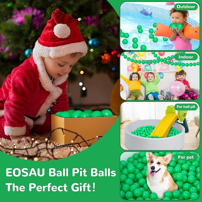Ball Pit Balls 100 Phthalate Free BPA Free Crush Proof 2.16 Inches Plastic Balls for Ball Pit Ideal Gift for Toddlers Babies Kids Pool Water Toys Play Tent, Green