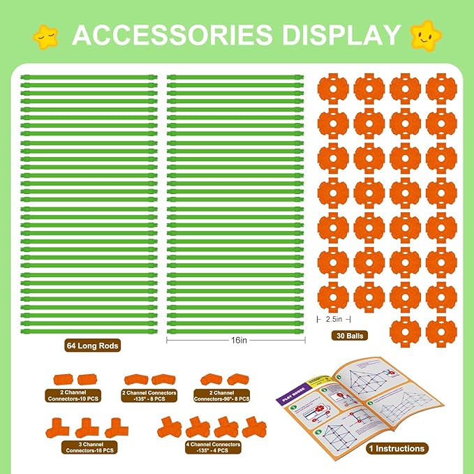 Fort Building Kit for Kids,STEM Construction Toys, Educational Gift for 3 4 5 6 7 8 9 10 11 12 Years Old Boys and Girls,Ultimate Creative Set for Indoor & Outdoors Activity,140 Pcs,Orange
