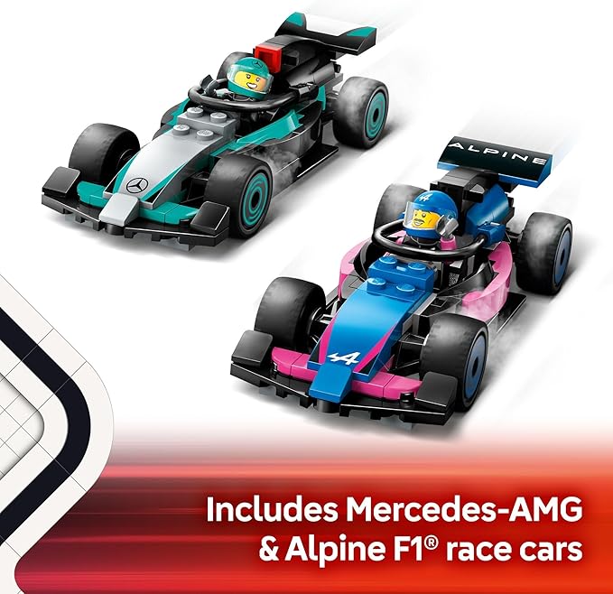 LEGO City F1 Garage & Mercedes-AMG & Alpine Cars Toy - Model Race Car Building Toy and Portable Playset for Kids, Boys and Girls, Ages 7+ - F1 Collectible for Fans - Gift Idea for Birthdays - 60444