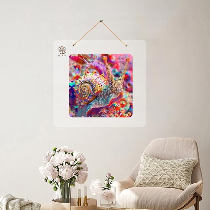 Wooden Jigsaw Puzzle for Adults and Kids Unique Shape Wood Colorful Beautiful Box Fun Challenge Brain Health Family Game Creative Gift for Friends Rompecabezas Madera(Pink Snail 200pcs)