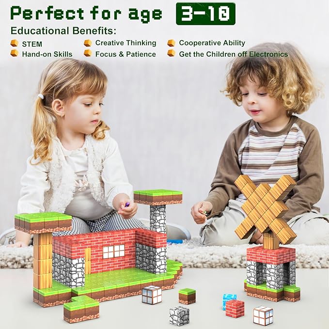 100PCS Magnetic Blocks, 1 inch Building Blocks for Kids, SETM Sensory Toys for Toddlers, Building Blocks Cubes, Birthday Gift for Boys and Girls Aged 3-12 Creative Construction Toys