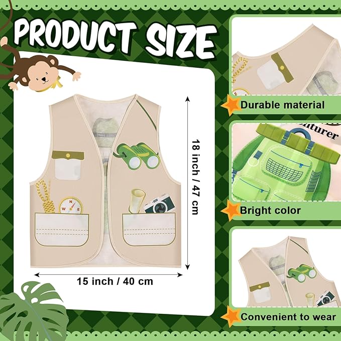 Panitay 12 Pcs Kids Community Helper Dress up Vest, Boy & Girl Career Cosplay Party Costume for Toddlers Occupation Role Play