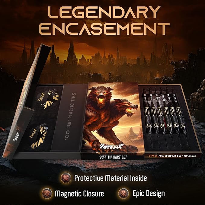 IgnatGames Darts Plastic Tip Sets - 6/12 Pack Soft Tip Darts for Electronic Dartboard with Brass Barels and Aluminum Shafts - 100 Extra Tips and 16 Flights, Wrench & Innovative Case