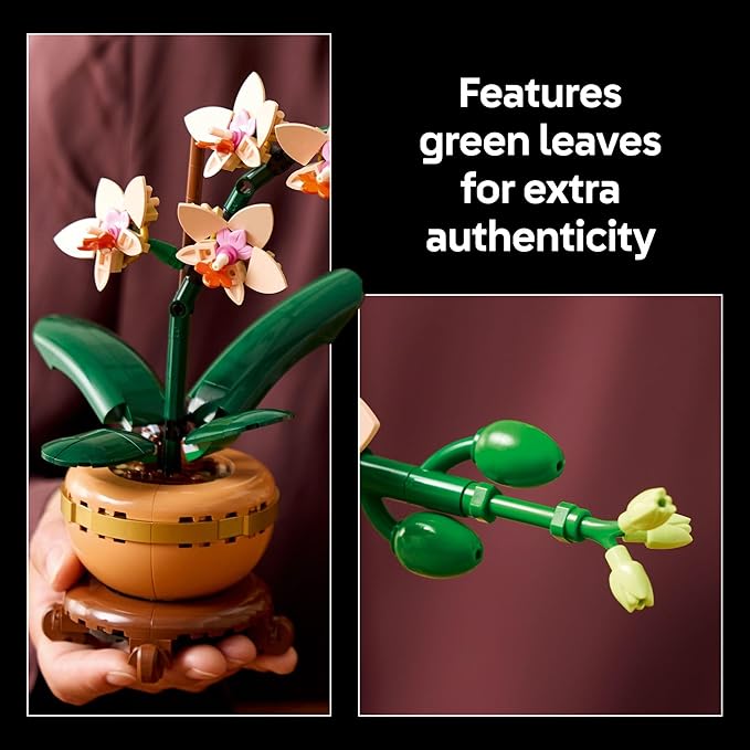 LEGO Botanicals Mini Orchid Building Set - Artificial, Fake Orchid for Home Decor, Adults Ages 18+ - Gift for Graduation- Indoor Plant Decorations for Table, Desk, Office - 10343
