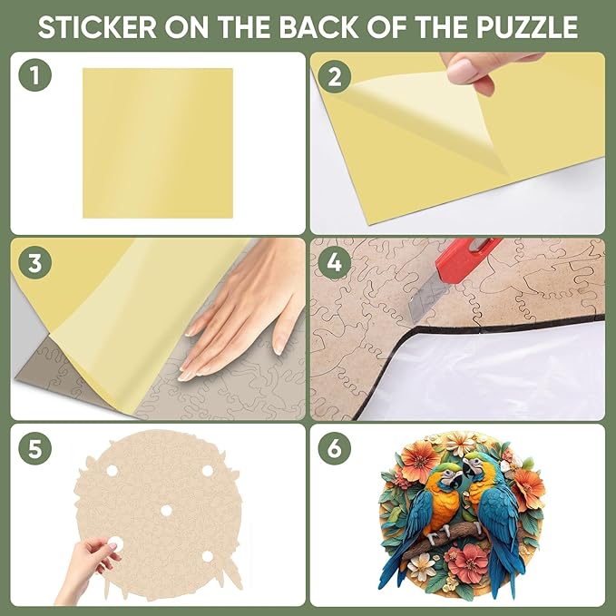 Colorful Parrots 500 Pieces Wooden Jigsaw Puzzles for Adults Unique Irregular Shapes Fun Challenging Bird Puzzles for Kids and Couples on Birthday,Children's Day,Christmas,16.2"x16.5"