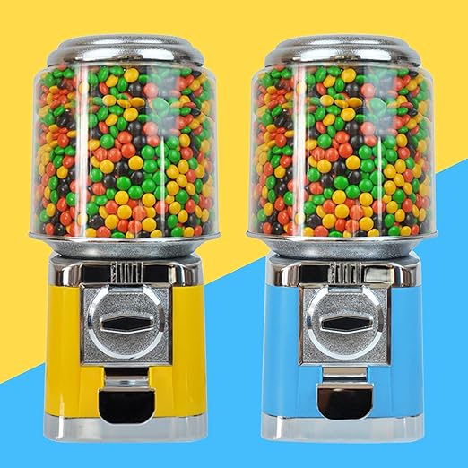 Gumball Machine, Candy Vending Machine, PC Round Gumball Dispenser, Bubble Gum Machine for Game Stores, 25 Cents Coin Operated Gumball Bank for Toy Capsules Bouncy Balls Candy