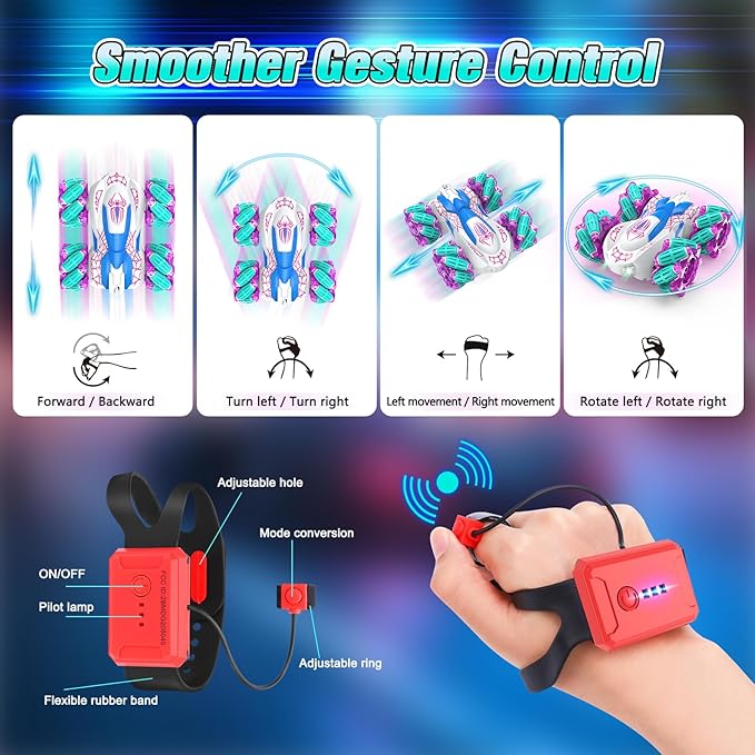 Remote Control Car 2.4Ghz RC Cars with LED Lights Double Sided Off-Road 360°Rotating Roll RC Cars Rechargeable 4WD RC Stunt Car Indoor Outdoor Toys for Boys Girls 6-13 Gifts (Pink)