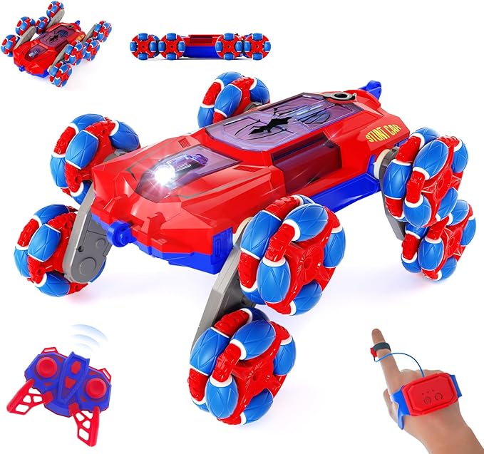 28C 8WD Gesture Sensing RC Stunt Car, 2.4Ghz Hand Remote Control Toy for Boys Age 8-13, Spider with Light & Sound, Rotation Remote Control Car for Christmas & Birthday Gifts