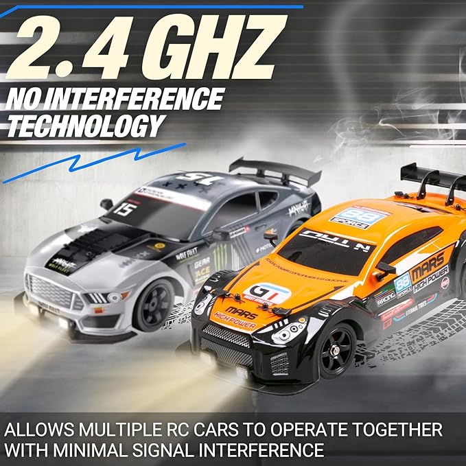 Liberty Imports RC Drift Car 1/16 2.4GHz 4WD Remote Control Sport Racing On-Road Vehicle with LED Light, Batteries and Drift Tires (Blue)