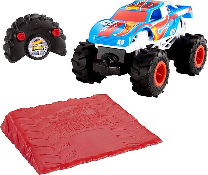 Hot Wheels RC Monster Trucks Race Ace 1:24 Scale, 1 Remote-Control Vehicle with Large Tires & All-Wheel Drive, Toy for Kids 4 Years Old & Up