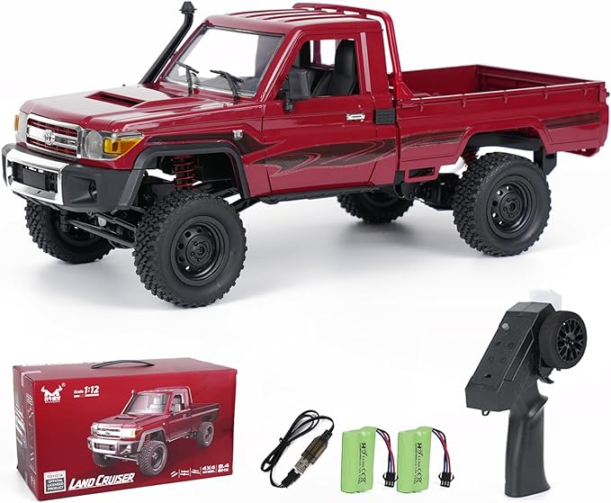 MN-82 RC Rock Crawler Car 1/12 Scale Toyota Pickup Truck , 2.4GHz 4WD Off-Road Remote Control Truck, 2-Speed Modes, 2×1200mAh Batteries, All-Terrain Crawler for Adults Kids Indoor Outdoor (whth Gift)