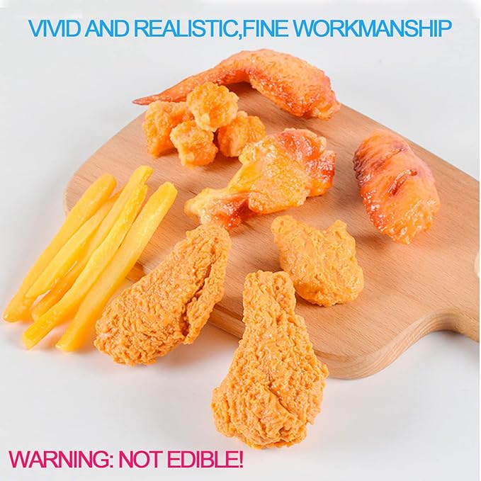 Kids Kitchen Play Food Set,Fake Fried Chicken Legs,Simulated Chicken Wings,Children Kitchen Toy Decoration,Restaurant Window Display Props,Fake Fried Chicken Food Model Set