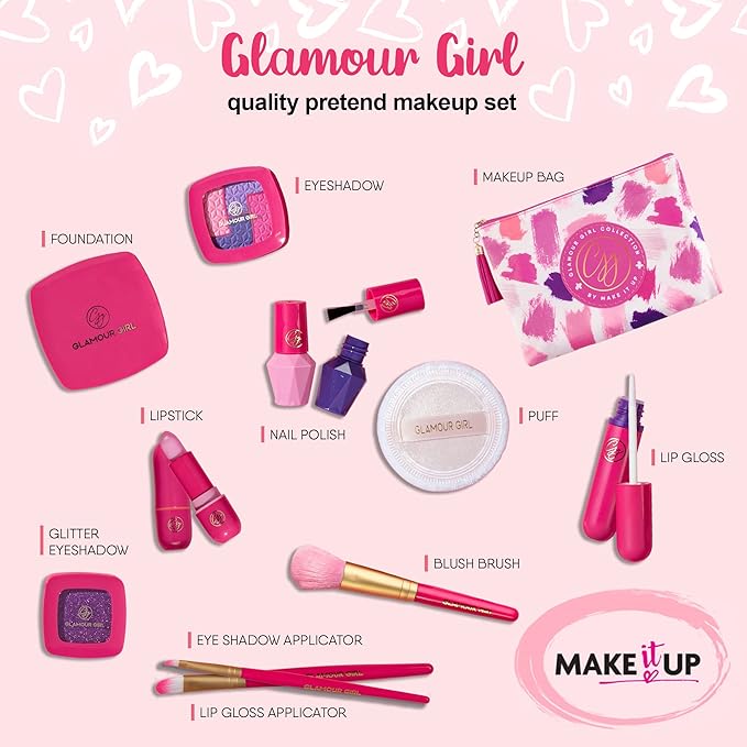 Pretend Play Kids Makeup Kit I Toddler Girl Toys Make Up Set with Cosmetic Bag I Toddler Makeup Kit for Toddler Vanity I Original Pretend Makeup Kit for Girls Gifts Play Makeup Kit for 2 Year Old & Up