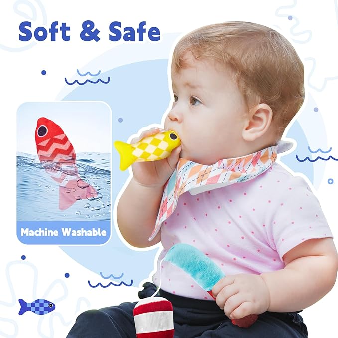 Baby Toys for 1 Year Old - Fishing Game for Toddlers 1-3, Montessori Toy for Toddler kids Number Counting, Color Sorting, Shape Learning, 22PCS Fishing Toy Gift for 1 2 3 Years Old Boy Girl Birthday