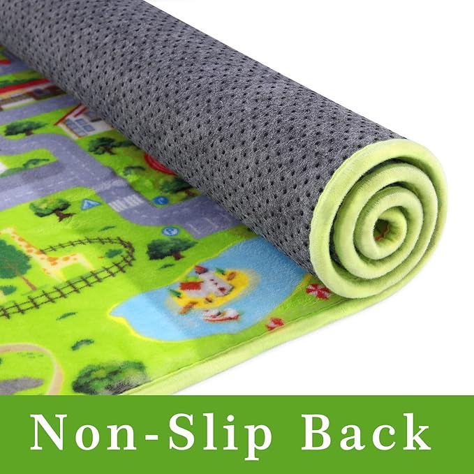 Kids Play Rug 5x7 Kids Carpet for Playroom Toddler City Traffic Road Mat Area Rug Soft Non Slip Fun Carpet for Kids Children Nursery Playroom Classroom City Pretend Play Educational Rug Grey