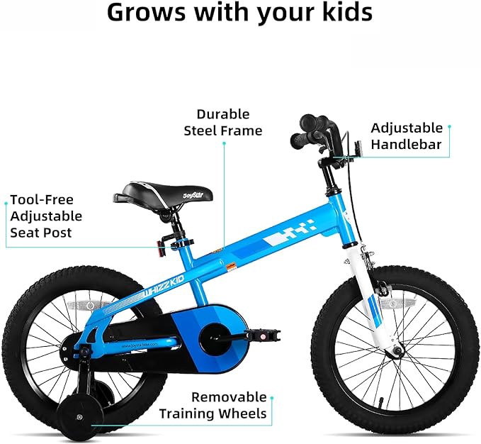 JOYSTAR Whizz Kids Bike 12 14 16 18 Inch Kids' Bicycle for Toddler and Kids Ages 2-9 Years Old, BMX Style Boys Bike with Training Wheels, Children Bicycles, Multiple Colors