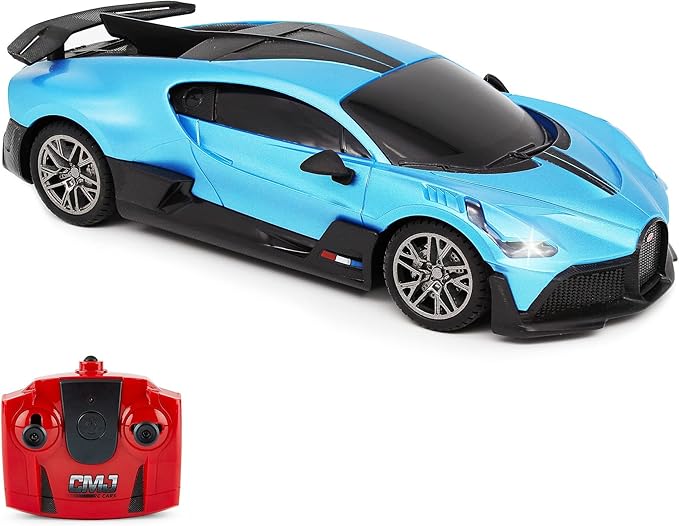 CMJ RC Cars Bugatti Divo Blue Remote Control Radio Car 1:24 Officially Licensed 1:24 Scale Working Lights 2.4Ghz