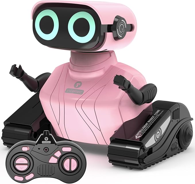 GILOBABY Robot Toys, Remote Control Robot Toy, RC Robots for Kids with LED Eyes, Flexible Head & Arms, Dance Moves and Music, Birthday Gifts for Girls Age 3+ Years (Pink)